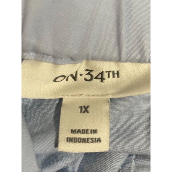 On 34th Light Blue Womens Elastic Waist Pants With Pockets Size 1X Cotton - Picture 8 of 15